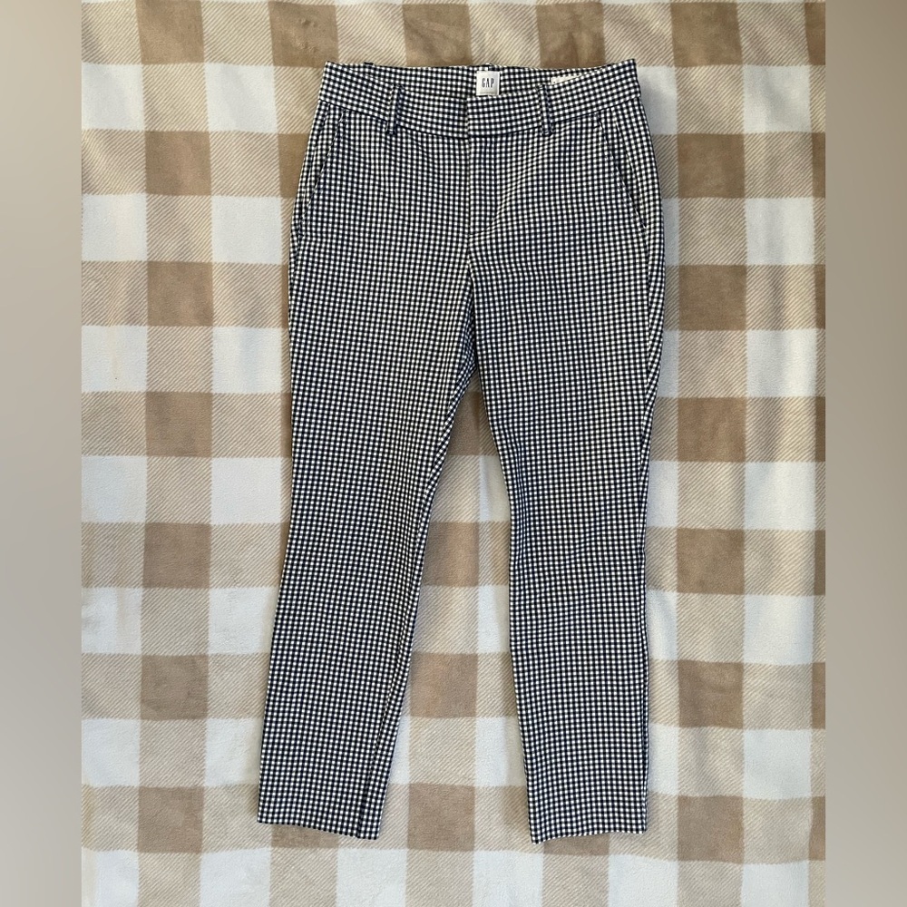 GAP Navy and White Checkered Pants size 4 Signature Skinny Ankle